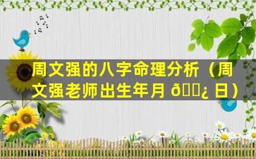 周文强的八字命理分析（周文强老师出生年月 🌿 日）